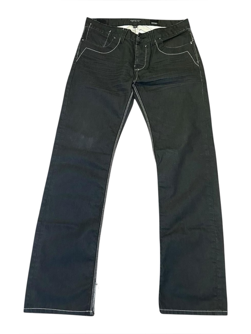 7 Diamonds Mens Magnatron Black Straight Leg Denim Jeans Size 34